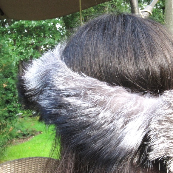 Genuine Fox Fur Headband Frosted Black/White NEW main image 5